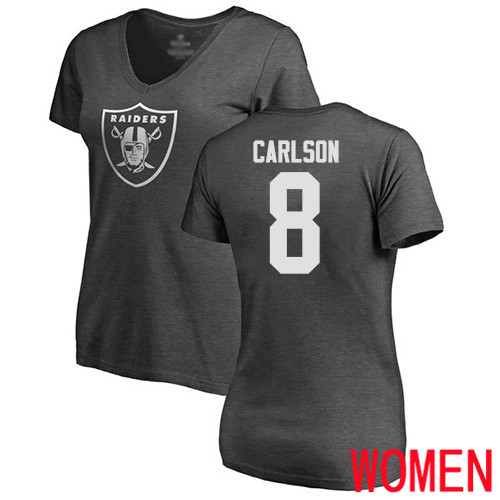 Oakland Raiders Ash Women Daniel Carlson One Color NFL Football #8 T Shirt